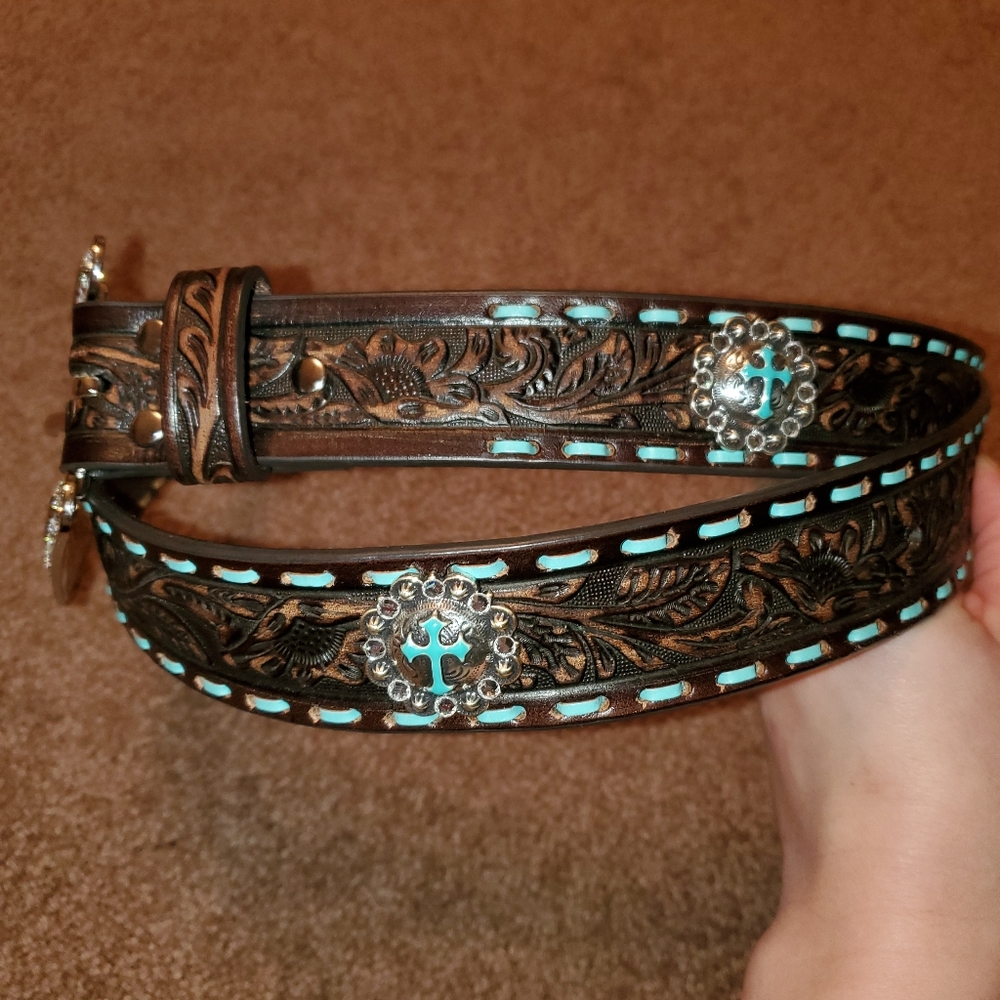 Leather & turquoise belt